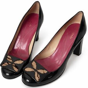 Kate Spade New‎ York Black Patent Heels Bow Detail Made in Italy Size 7B